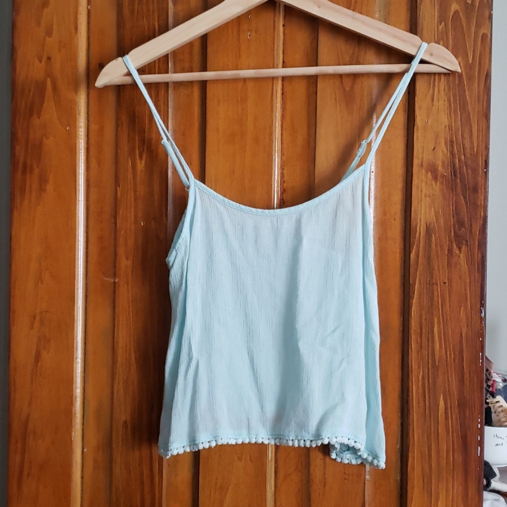 Talula crop camisole, mint green with detailing